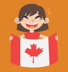 Cartoon Girl Holding A Canada Flag