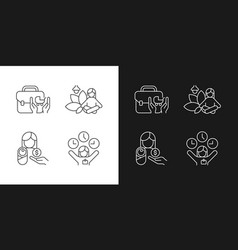 Employee Incentives Linear Icons Set For Dark