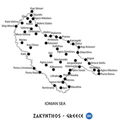 Island Of Zakinthos In Greece Map On White