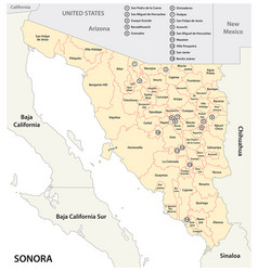 Administrative Map Sonora Mexico