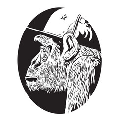 Black And White Monkey Line Art Logo