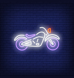 Custom Motorcycle On Brick Background Neon Style