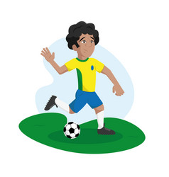 Happy Soccer Player Cartoon Doing A Shot