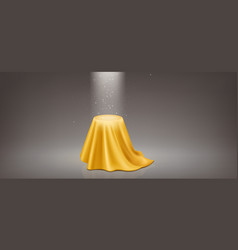 Round Podium Under Golden Soft Satin Fabric Cover