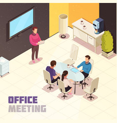 Office Meeting Isometric Poster