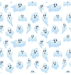 Halloween seamless pattern with ghosts Royalty Free Vector