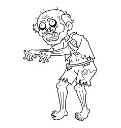 Old Zombie Isolated Coloring Page For Kids