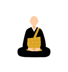 Monk Partnering Zazen Dressed In Robe And Vestment