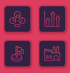 Set Line Pie Chart Infographic Flag And Factory