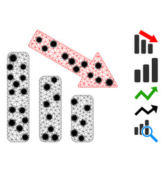 Down Trend Bar Chart Wire Frame Mesh Icon With Flu