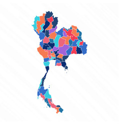 Multicolor Map Of Thailand With Provinces