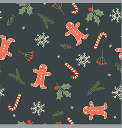 Seamless Christmas Pattern With Gingerbread Men