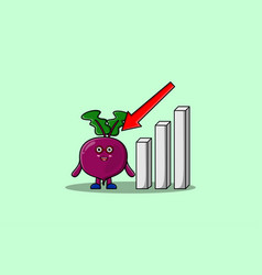 Cute Cartoon Beetroot With Down Sign Graphic