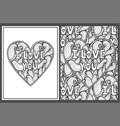 I Love You Doodle Heart Coloring Pages Set In Us