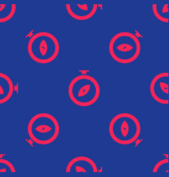 Red Compass Icon Isolated Seamless Pattern On Blue