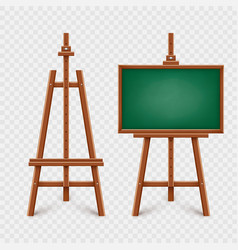 Realistic Green Chalkboard On Wooden Easel Blank