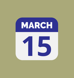 Flat March 15 Calendar Date Icon Stock