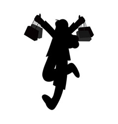 Happy Woman With Shopping Bag Modern Silhouette