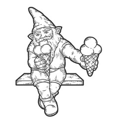 Wroclaw Gnome With Ice Cream Sketch Scratch Board