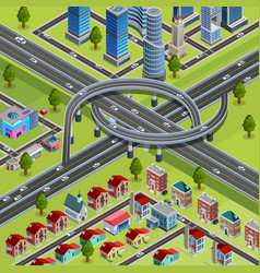 City Roads Junction Interchange Isometric Poster