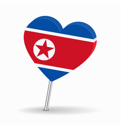 North Korean Flag Heart-shaped Map Pointer Layout