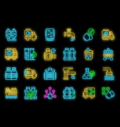 Water Carrier Icons Set Neon