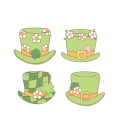 Groovy St Patricks Day Hat Set Cartoon Doodle