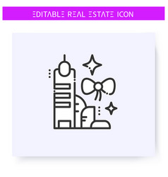 New Building Line Icon Editable