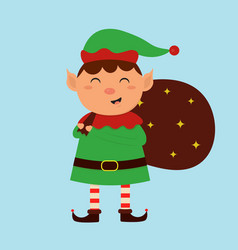 Cute Cartoon Elf With A Gift Bag