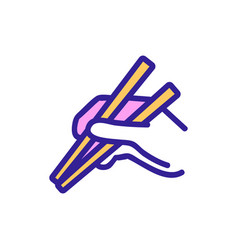 Hand Holding Chopsticks Icon Outline