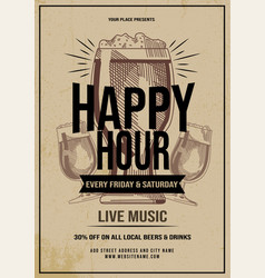 Retro Happy Hour Party Poster Flyer Design