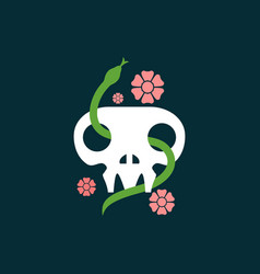 Skull Cranium Brainpan Snake Flower Clean Modern