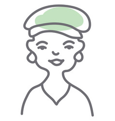 Woman With Modern Green Hat On A White Background