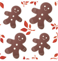 Cute Seamless Pattern With Gingerbread Men