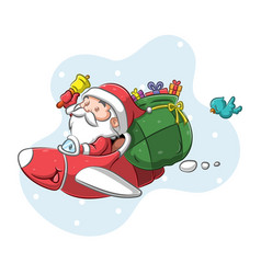 Santa Claus Using Red Plane To Giving