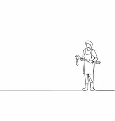 Continuous One Line Drawing Female Blacksmith