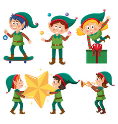 Set Of Elf Cartoon Character