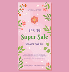 Vertical Banner Decorated With Lovely Pink Flowers