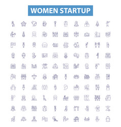 Women Startup Line Icons Signs Set Female