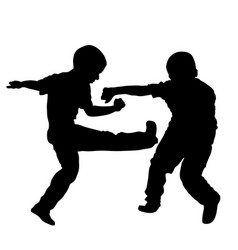 Boys Fighting Silhouette Angry Bully Kid Terror