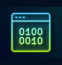 Glowing Neon Line Binary Code Icon Isolated