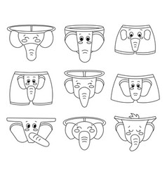 Kawaii Men Elephant G-string Coloring Page