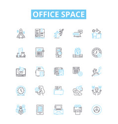 Office Space Line Icons Set Workplace