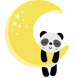 Cute Panda Hanging On Yellow Moon