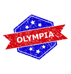 Hexagonal Bicolor Olympia Stamp With Unclean