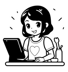 A Cute Girl Using A Laptop