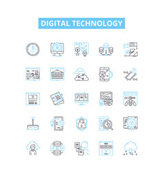 Digital Technology Line Icons Set Digital