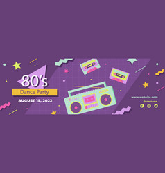 Flat 80s Themed Party Horizontal Banners Set