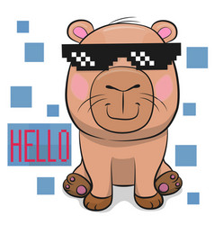 Cartoon Capybara In Pixel Sun Glasses Isolated