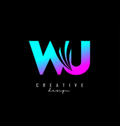 Creative Colorful Pink And Blue Letters Wu W U